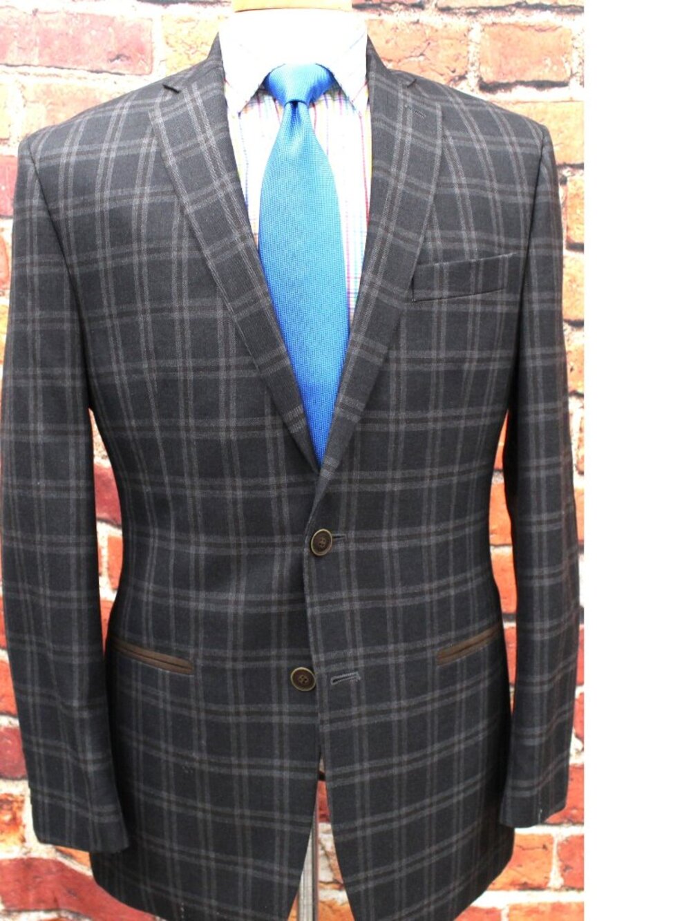 38 REG | VAN HEUSEN SPORT COAT RAYON/POLY BLEND BLACK WINDOW PANE